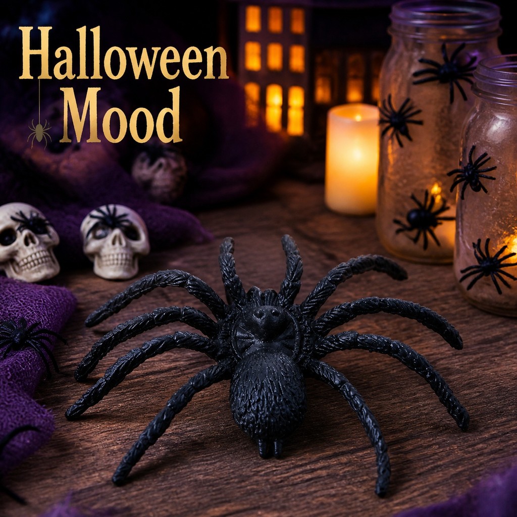 5/10 Pcs Preto Halloween Spider Prop Decoração De Corpo Texturizado Realista Para Festa Em Casa Assombrada