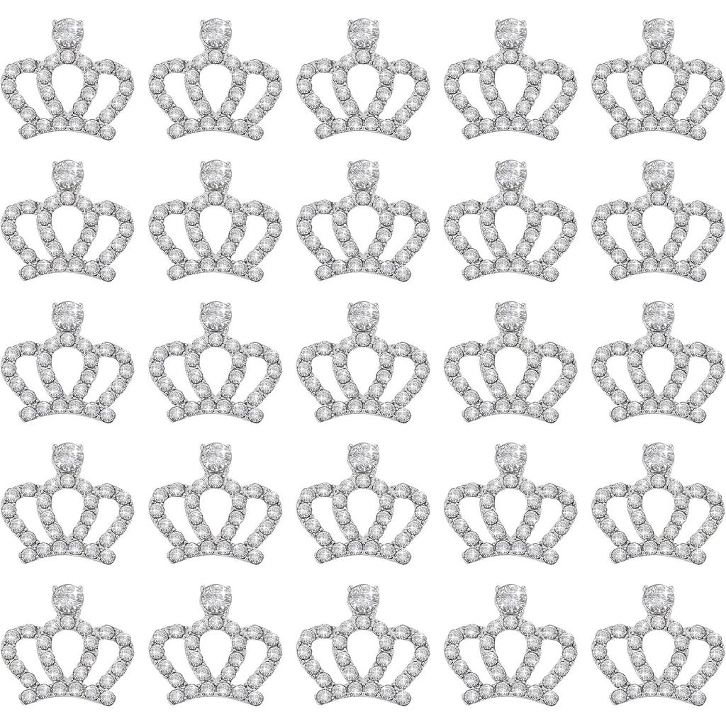20 Pieces Rhinestone Crown Embellishments, Mini Charms for Jewelry Making, Flatback Crystal Charm for DIY Crafts Keychai