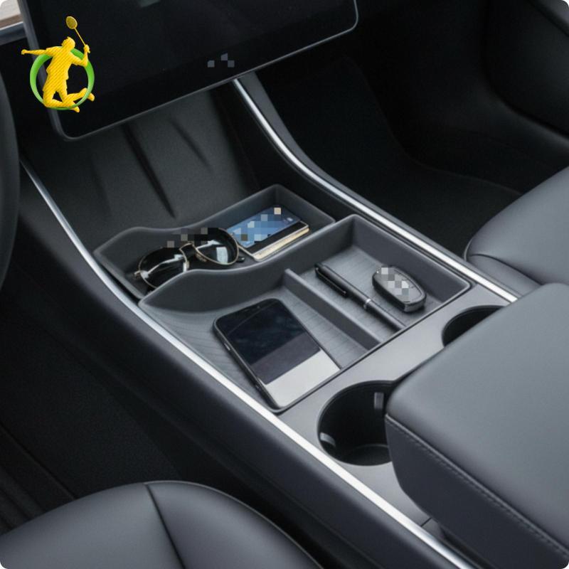 [Asiyy] Bandeja Organizadora De Almofada De Console De Veículo TPE Moldada Para Tesla Model 3 Y Inserção De Armazenament
