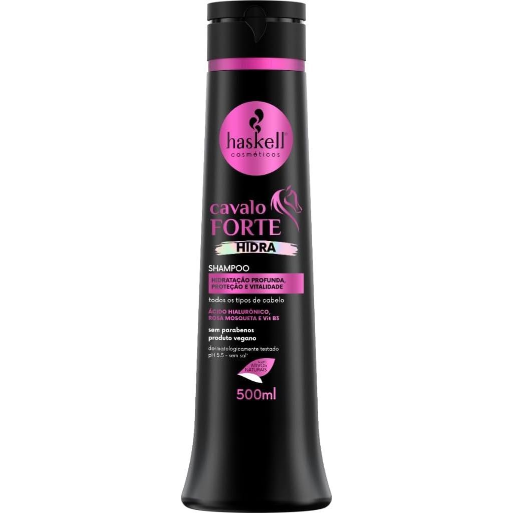 Haskell Shampoo Cavalo Forte Hidra 500ml Hidratação Limpeza Suave Vegano