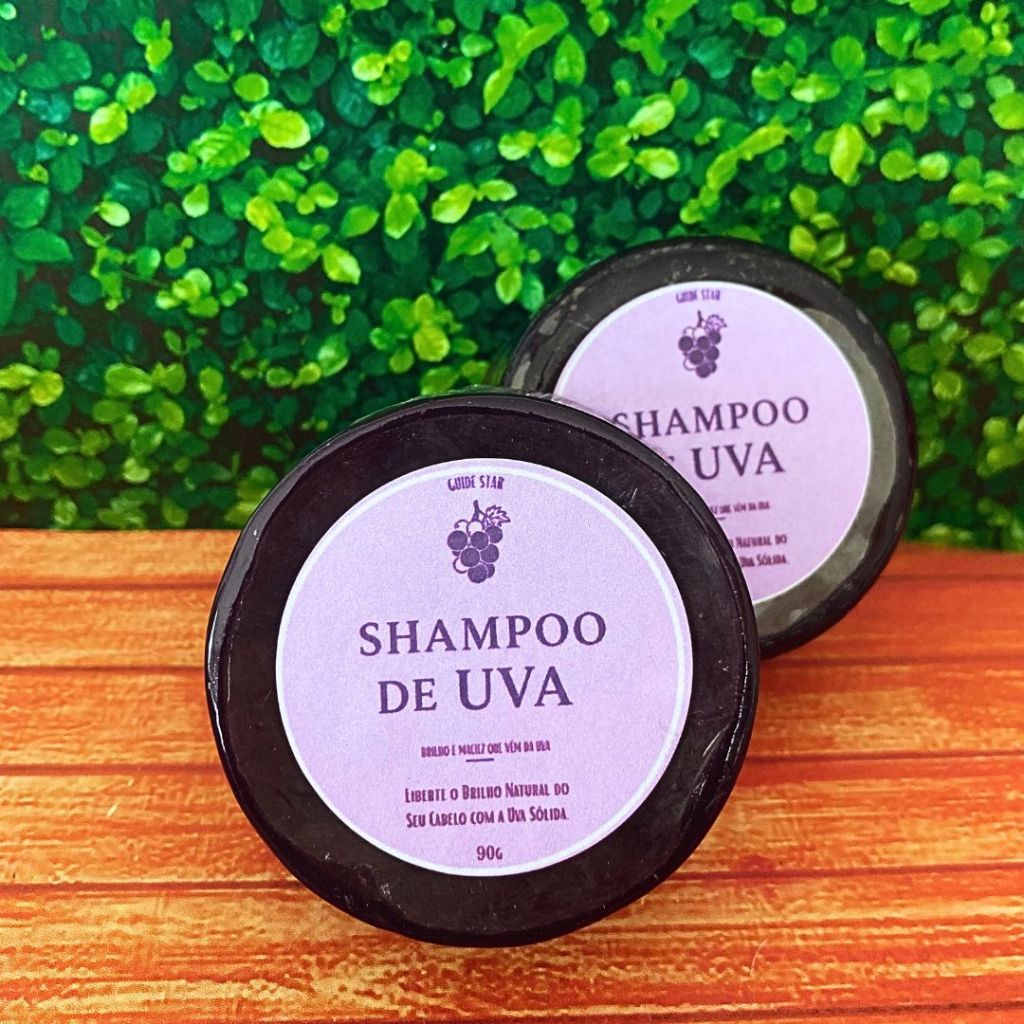 Shampoo Sólido Concentrado de Uva para Cabelos Lindos - Limpeza Suave, Brilho Intenso e Fios Fortes - 90g