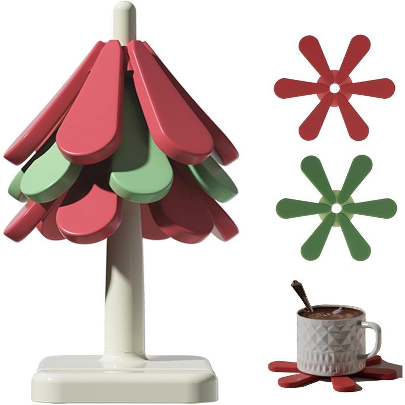 Trivets Para Pratos Quentes , Porta-Copos De Árvore De Silicone Decoração De Natal , Conjunto De Tripé Mesa-3 E Amp ; 1