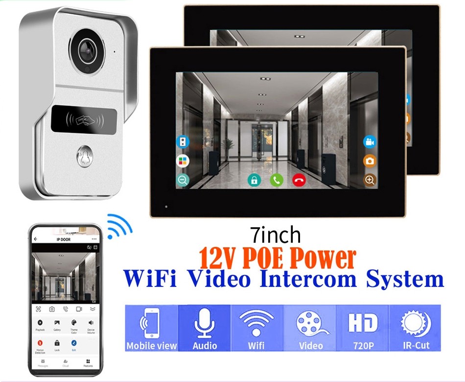 Um Conjunto AIRONGDI Tuya Smart IP POE Video Intercom , 1080P H . 264 WIFI Door Phone Com Tela Sensível Ao Toque De 7/10