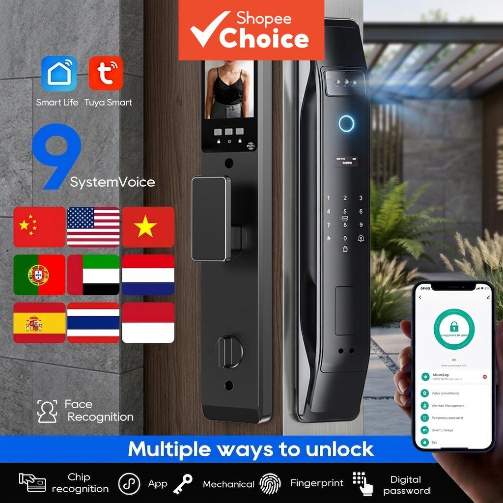 Trabalhe Com Tuya Smart Lock 3D Face Palmprint Impressão Digital 6068 Mortise Wifi Video Intercom 9 Idiomas Senha De Des