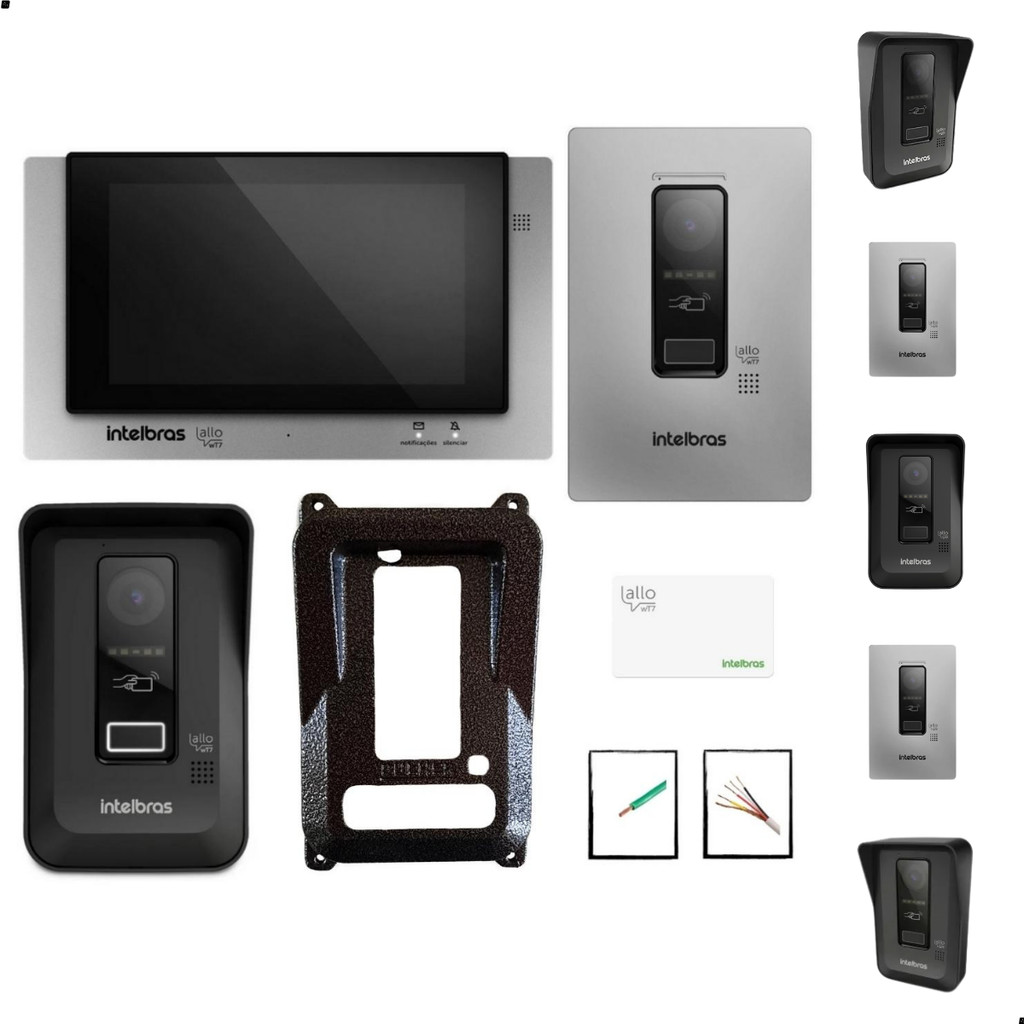 Kit Video Porteiro Wi-fi Allo Wt7 Intelbras com modulo externo extra para atender 2 Entradas.