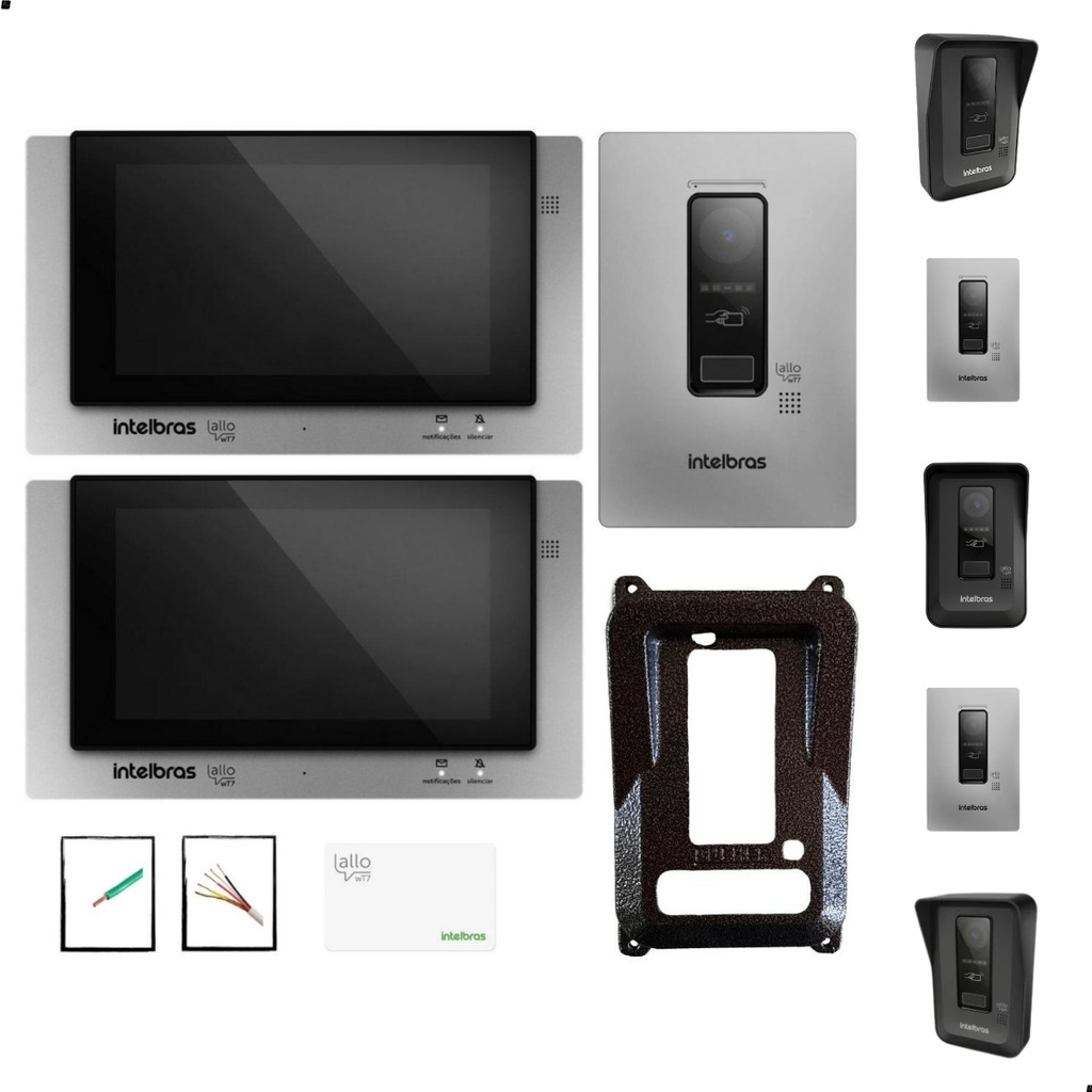 Combo Avançado Video Porteiro Wi-fi Allo Wt7 Intelbras Com 2 Telas  touch screen Internas