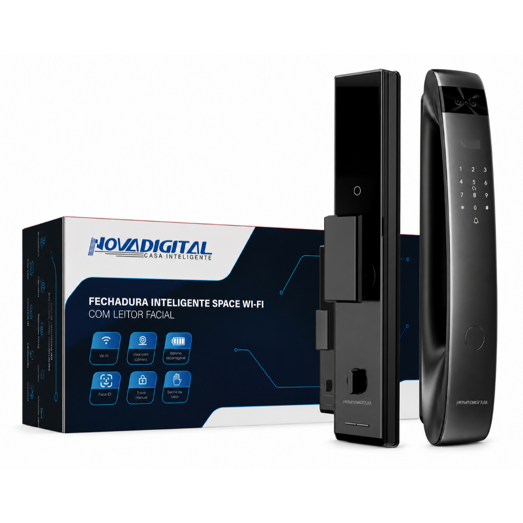 Fechadura Biométrica Novadigital Space Embutir Wifi Tuya App Reconhecimento Facial Palma Mão Video