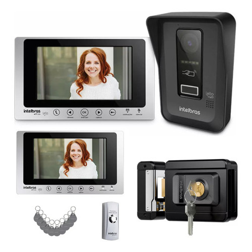 Kit Vídeo Porteiro Wifi Allo Wt7 Lite Com 02 Modulo Interno