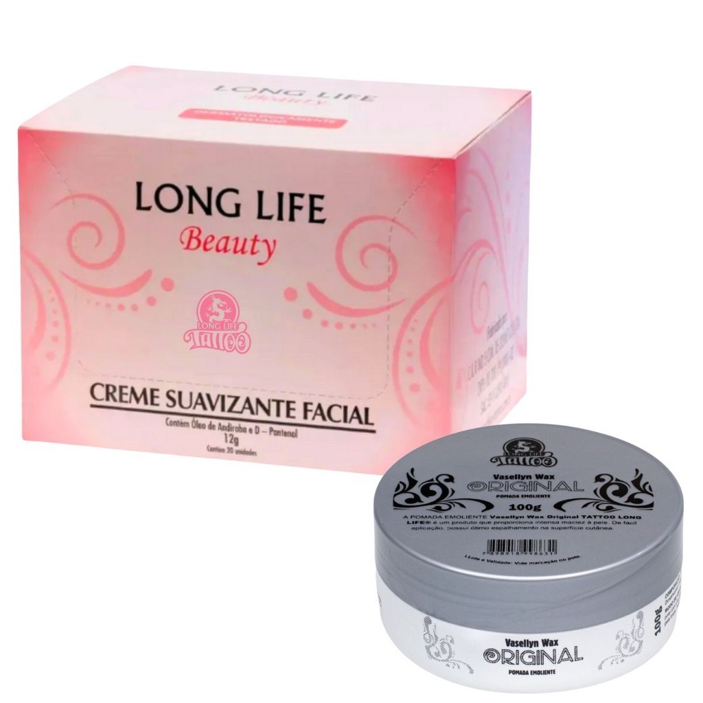Creme pós Micropigmentação 12g (20und) + Vaselina Deslizante 100g  Textura cremosa Tattoo Long Life