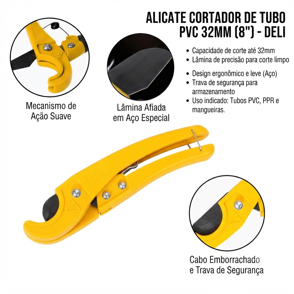 Alicate Cortador De Mangueira Tubo Pvc Ppr 32mm 8 Polegadas Profissional FBG