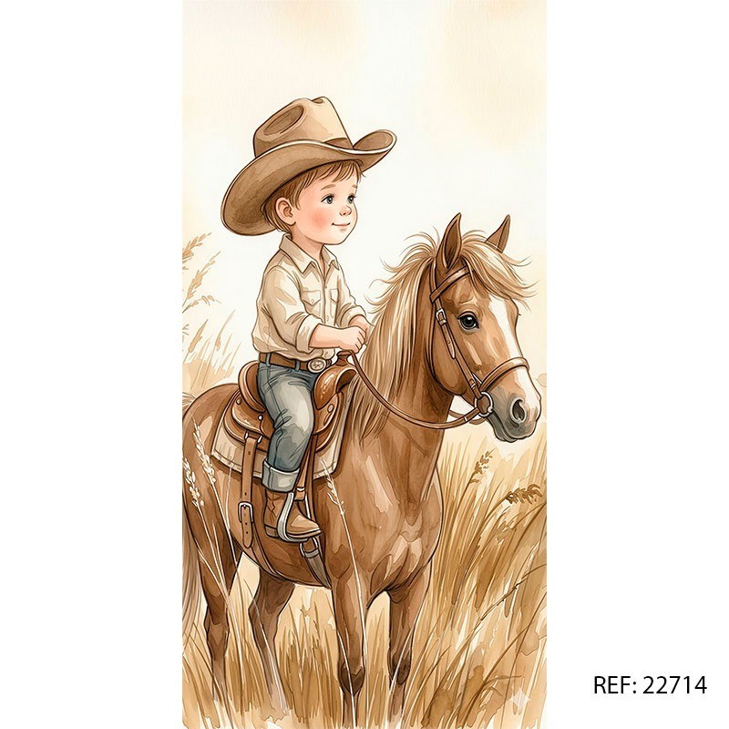Painel Vertical Cowboy Cute 1,00x2,10 Em Tecido Elanca - Decoração para festa infantil