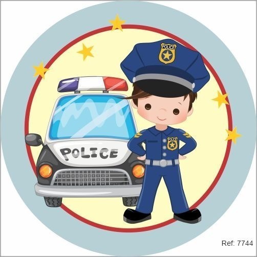 Painel Decoração Policial Cute Tecido 1,50x1,50 C/ Elástico.