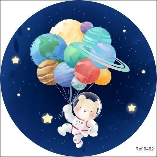 Painel Urso Astronauta Cute Em Tecido 1,50x1,50 C/elástico
