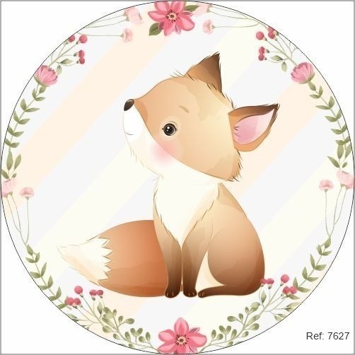 Painel Raposa Cute Redondo Sublimado 3d 1,50x1,50 C Elástico