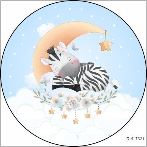Painel Zebra Cute Redondo Em Tecido 1,50x1,50 C/elástico