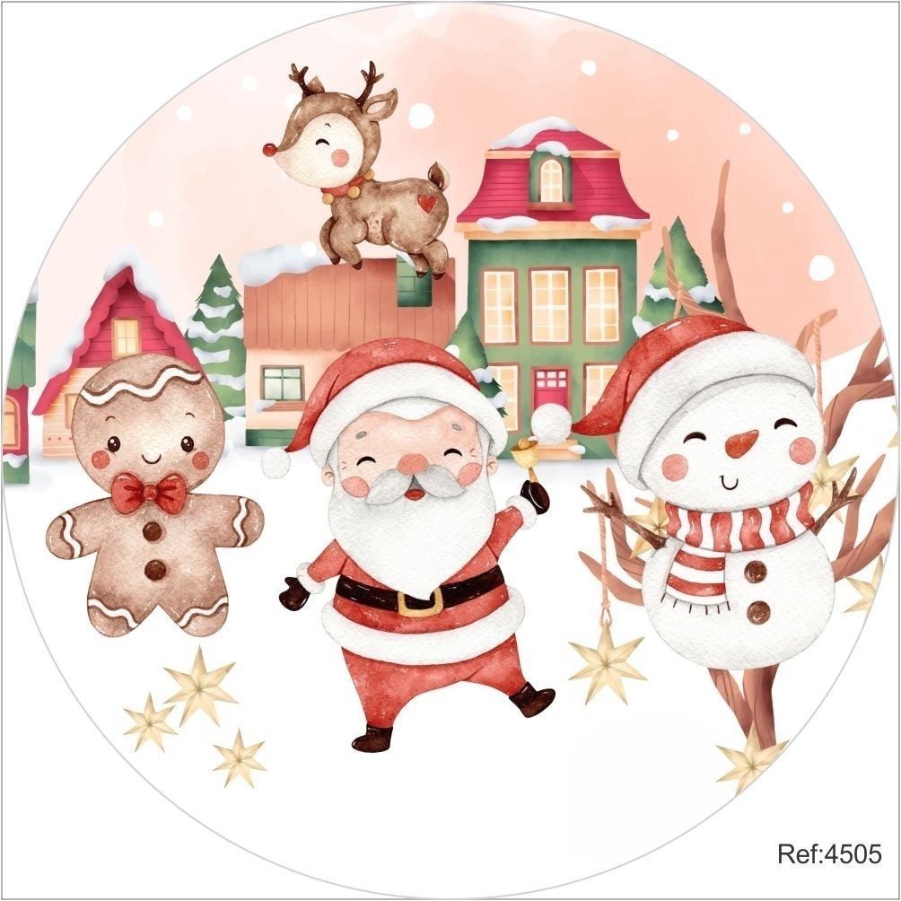 Painel Festa Natal Cute Redondo Tecido 1,50x1,50 C/elástico.