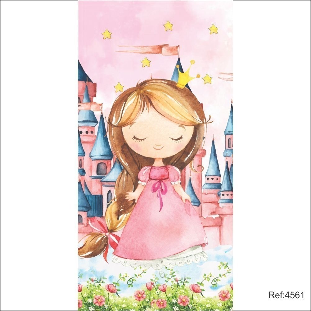 Painel Vertical Princesa Cute 1,00x2,10 Em Tecido Elanca