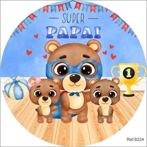 Painel Dia Dos Pais Cute Redondo Tecido 1,50x1,50 C/elástico
