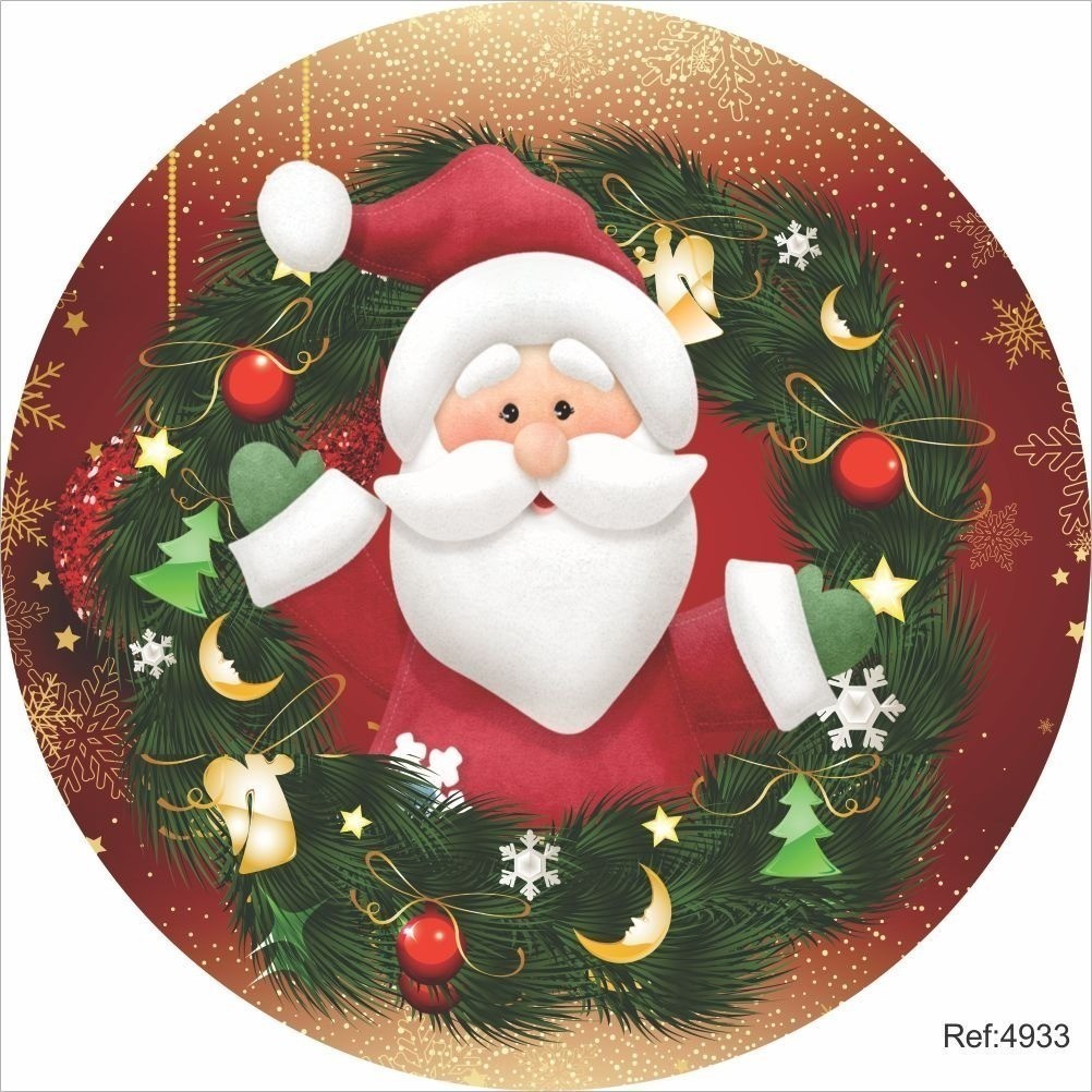 Painel Papai Noel Cute Redondo Em Tecido 1,8x1,8 C/elástico