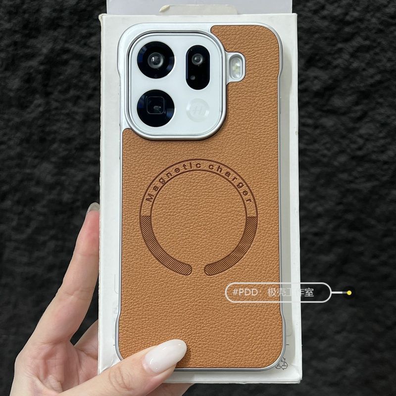 Adequado para a capa do telefone OPPO FindX9Pro, leve com sensação de uso sem capa, textura de couro X9, capa rígida de
