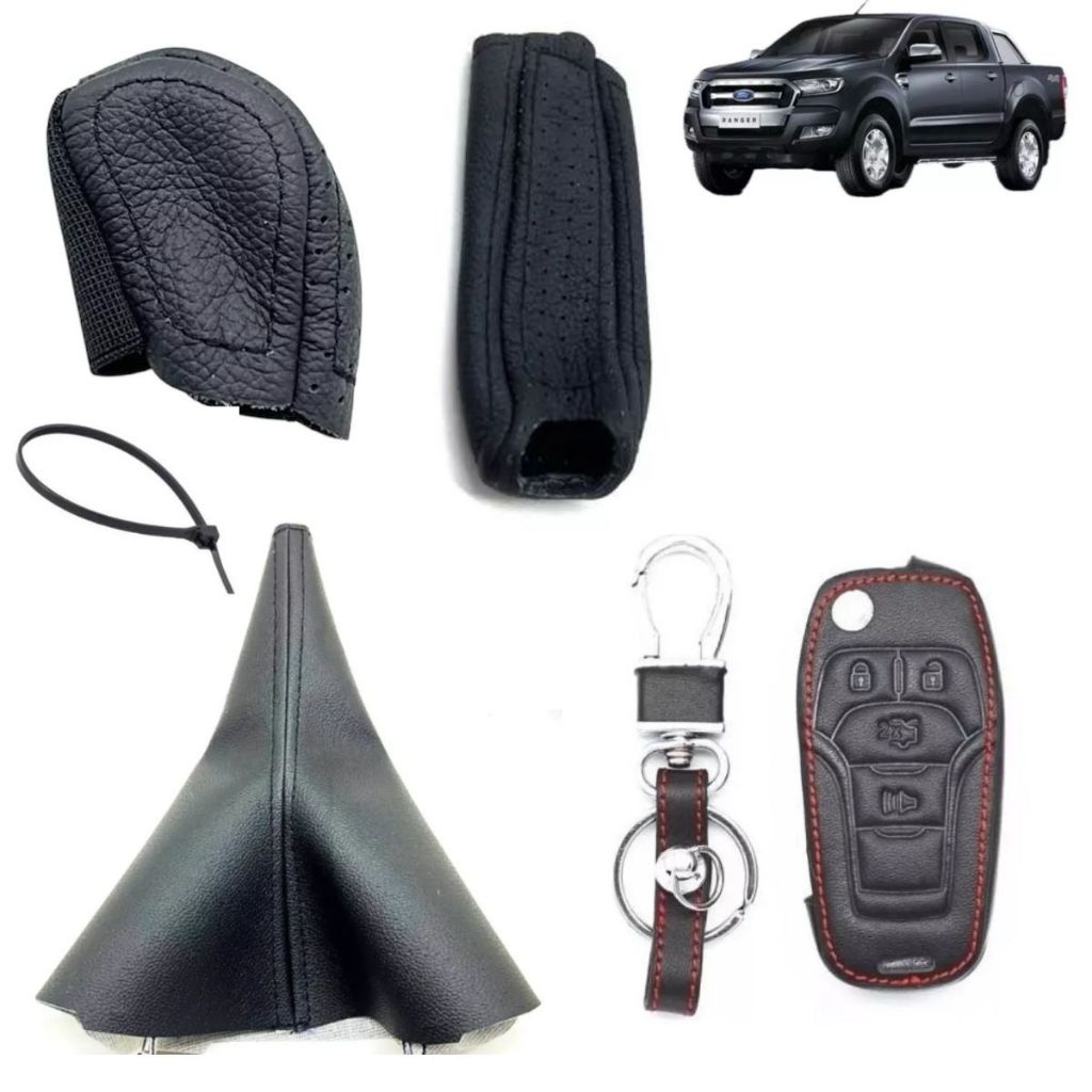 Kit Coifa Courvin E Capas Couro Freio + Chave E Manopla Câmbio Manual Ranger Limited 2013 2014 2015 2016