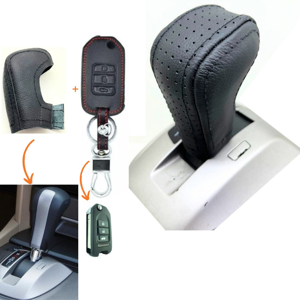 Kit Capas Couro accord 2008 2009 2010 2011 2012 para Manopla Câmbio Automático e chave canivete