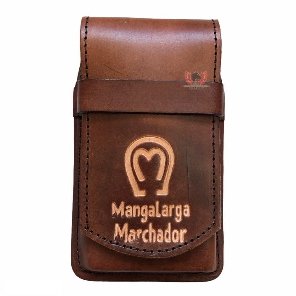 Capa Bainha de Couro Legítimo para celular Country Unissex Mangalarga Marchador Tampa Maior C05