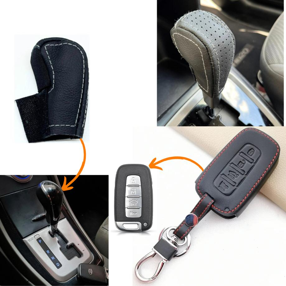 Kit acessório em couro manopla câmbio automático E chave presencial Hb20 Comfort 2013 2014 2015