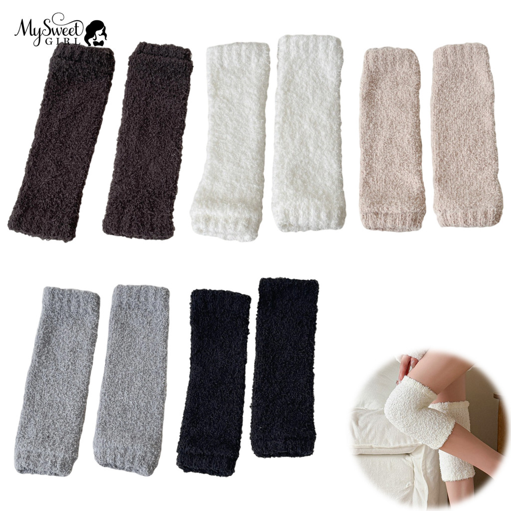 Fuzzy Knee High Socks Warm Coral Fleece Stockings Thickened Thermal Sleeves for Women – Leg Warmers Breathable Pads fo