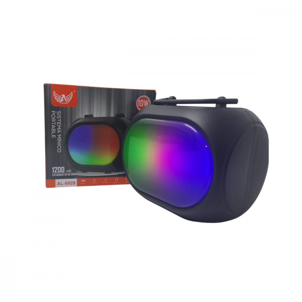 Caixa de Som Bluetooth Rádio Portátil LED RGB 10W AL-8929