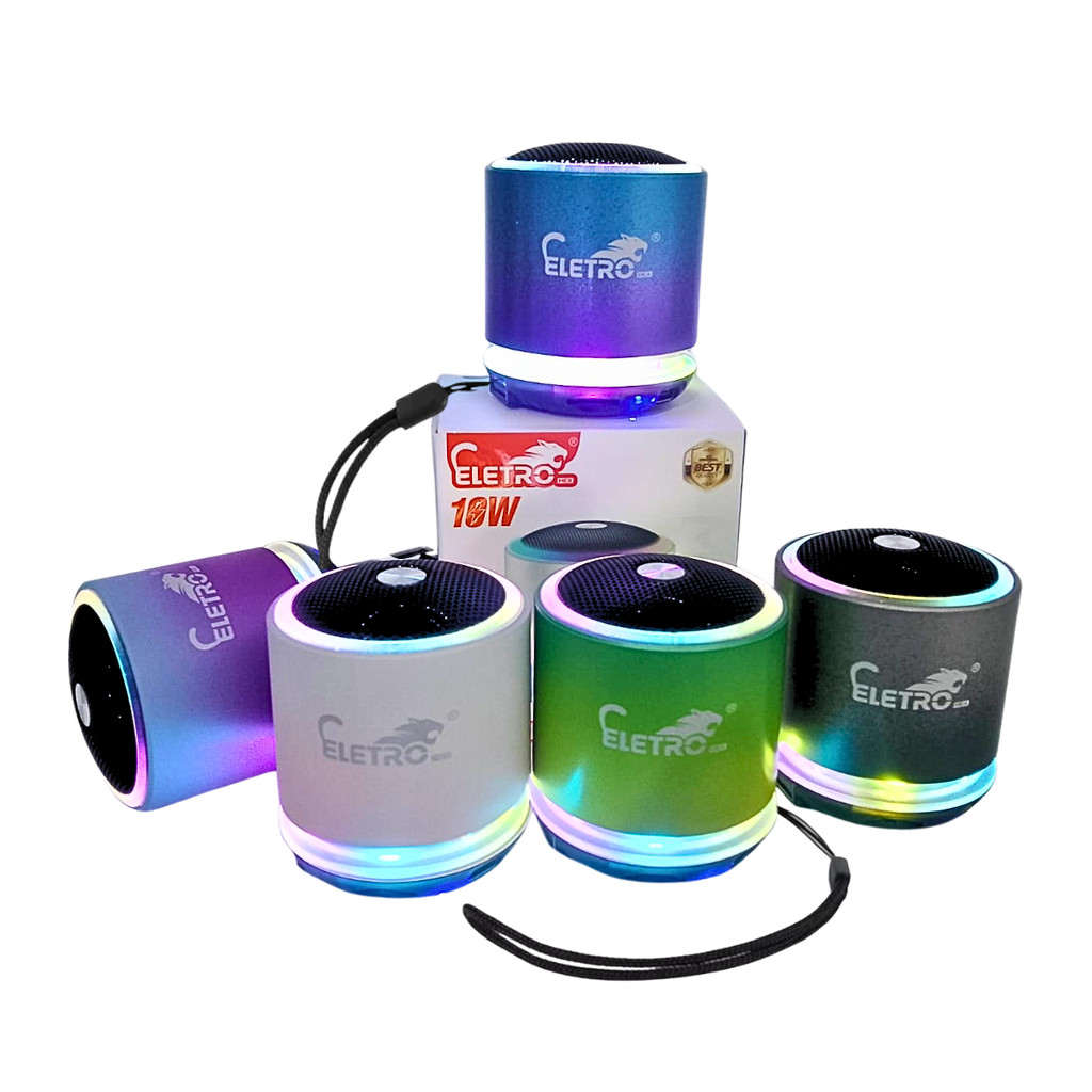 Mini Caixa de Som Bluetooth USB 10W LED RGB  EL-1090