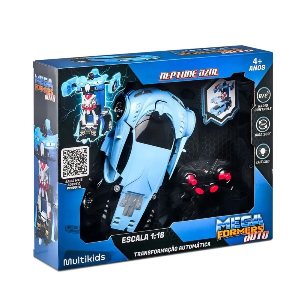 Carrinho Transformável Controle Remoto Megaformers Auto Neptune Azul Multikids - BR1652