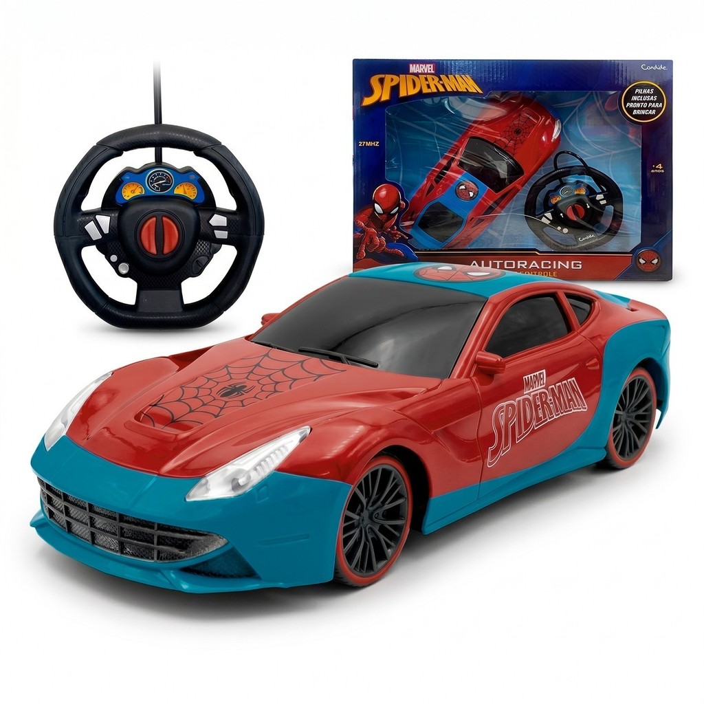 Brinquedo Carrinho De Controle Remoto Spider Man Auto Racing Infantil 58003 - Candide