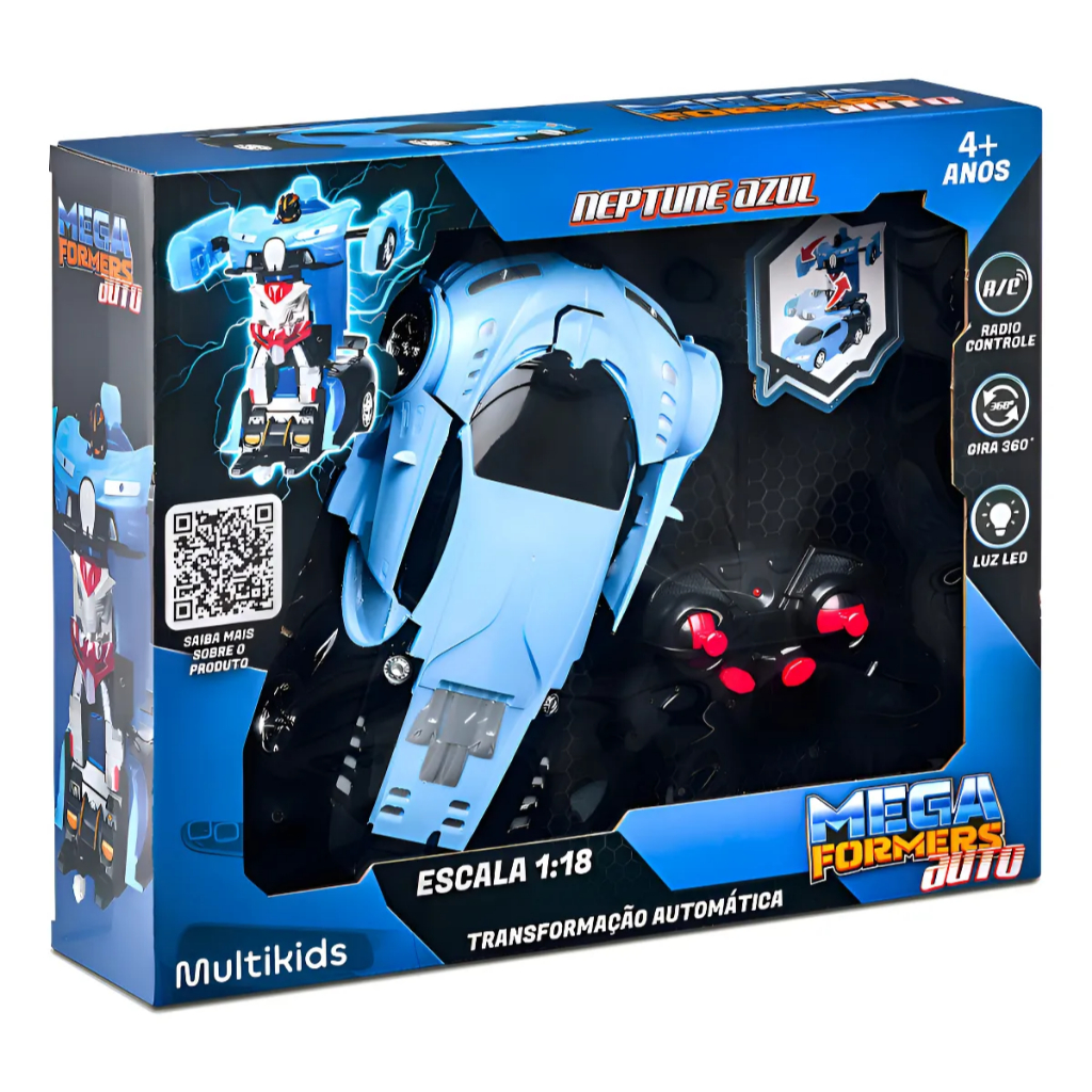 Carrinho Megaformers Auto Neptune Azul - Multikids Br1652