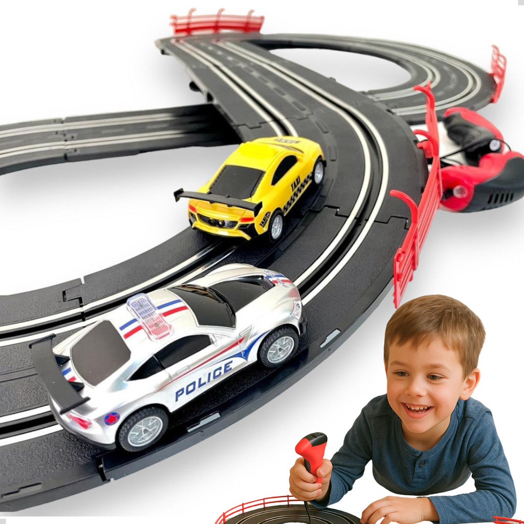 Autorama Pista Carrinho Controle Remoto Auto Luzes 2 Pistas DM Toys