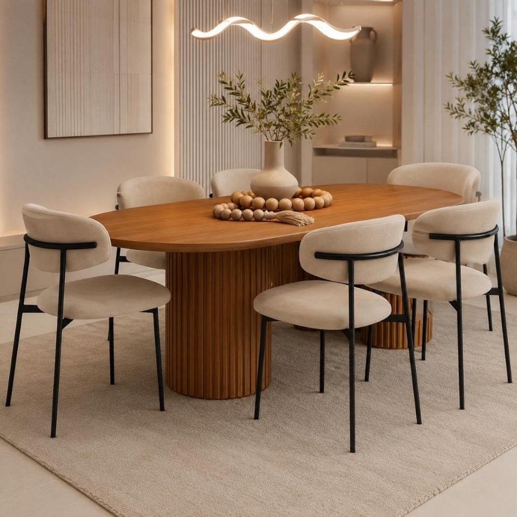 Kit 2 Cadeiras Sala de Jantar Courino Couro Sintético Base Aço Carbono Moderna Elegante Alto Padrão Reforçada