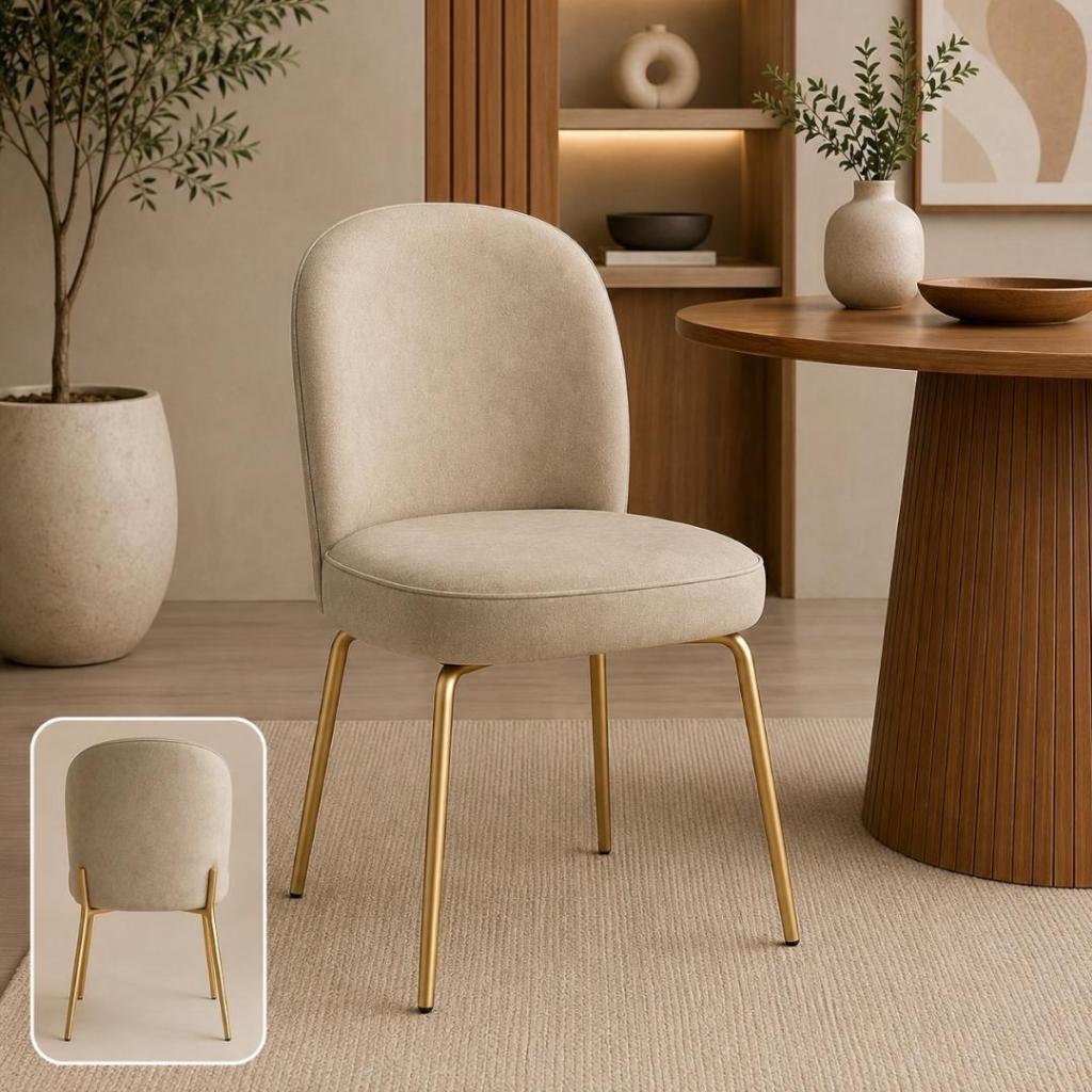 Cadeiras Sala de Jantar ,  em Courino Premiu, Confortável Moderna, Design Elegante e Base em Aço Carbono
