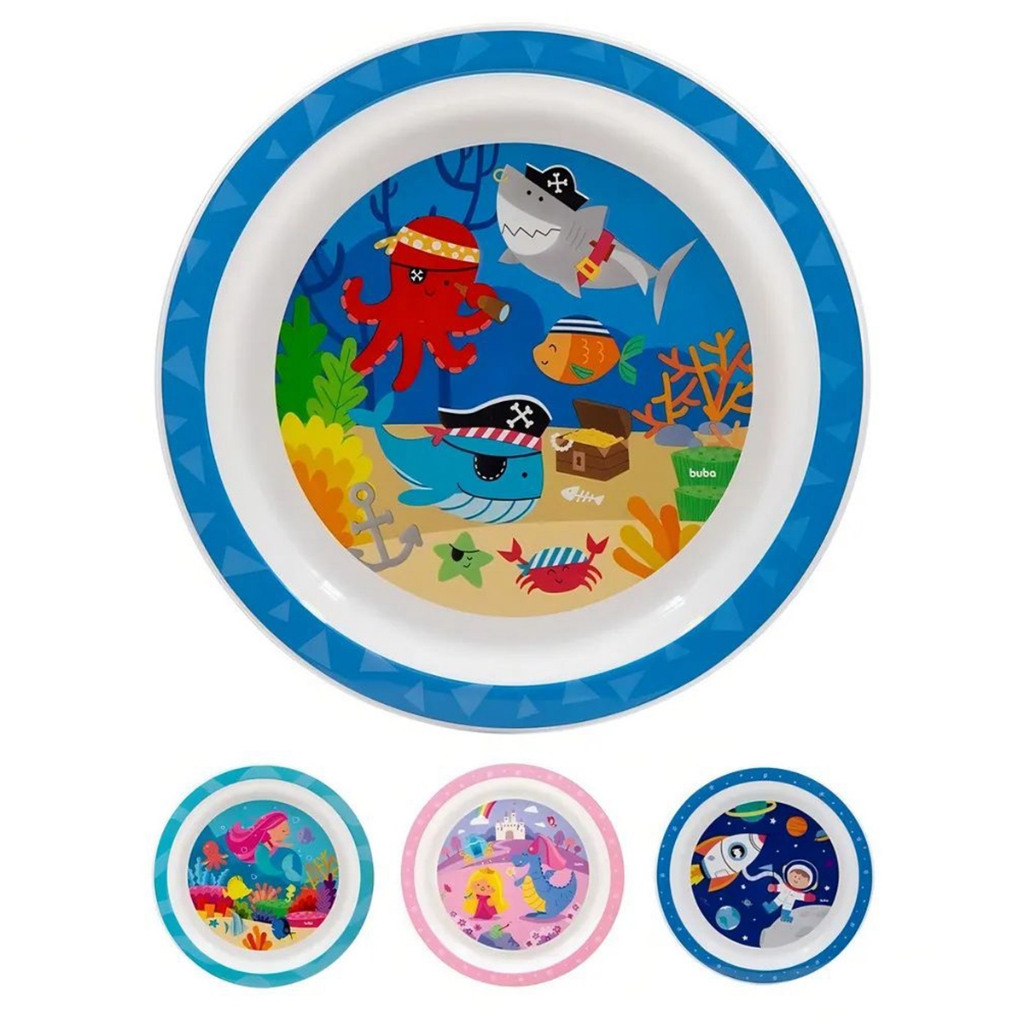 Pratinho Animal Fun Infantil Alimentação Colorido Buba