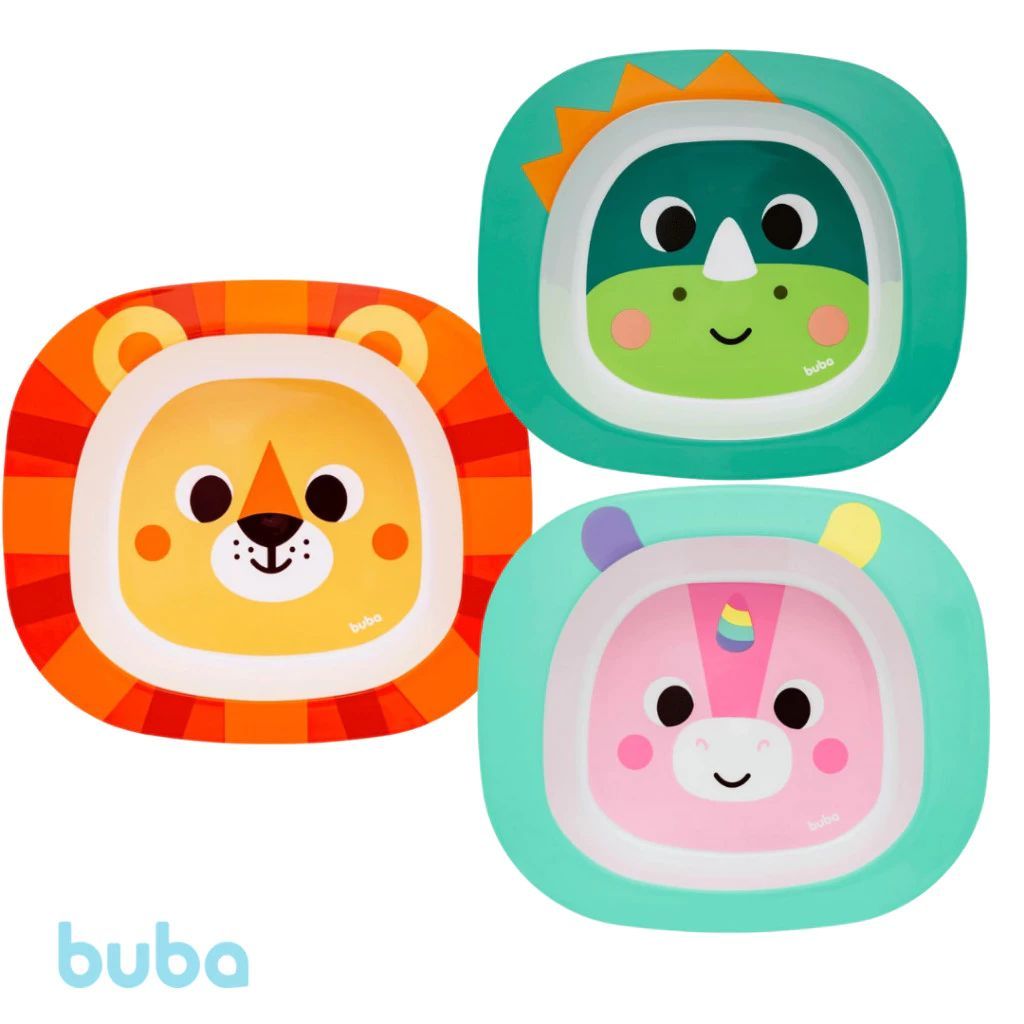 Pratinho Bowl Animal Fun Infantil Alimentação Colorido Zoo Buba