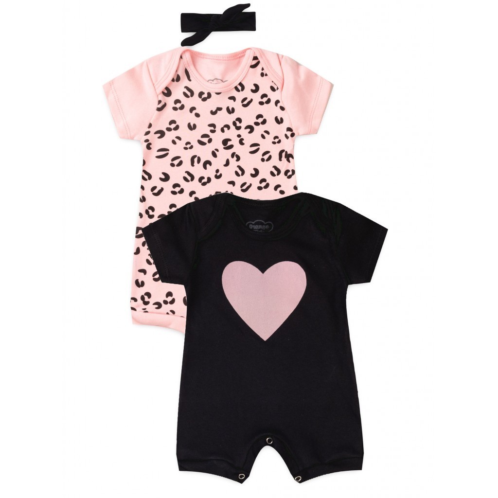 Kit Roupa Bebê Menina Rompers / Macacão Banho de Sol com Estampa Animal Print