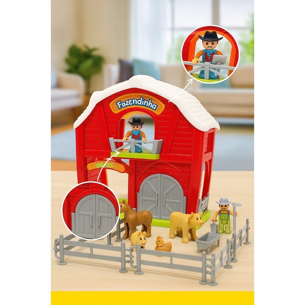 Fazendinha Brinquedo 21 Peças Animais Educativo Infantil Faz de Conta