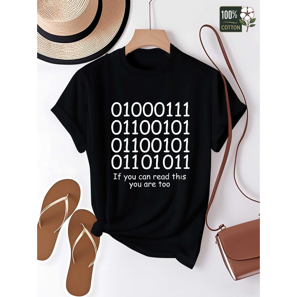 Camiseta Masculina Feminina Oversized Estampa Código Binário 