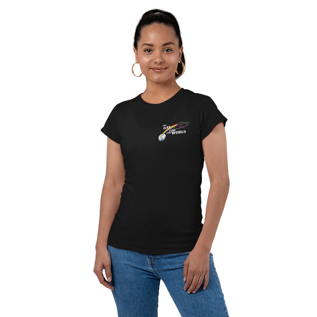 Camiseta Feminina  Too Gay For This World Ovini Ufo Pride Tshirt
