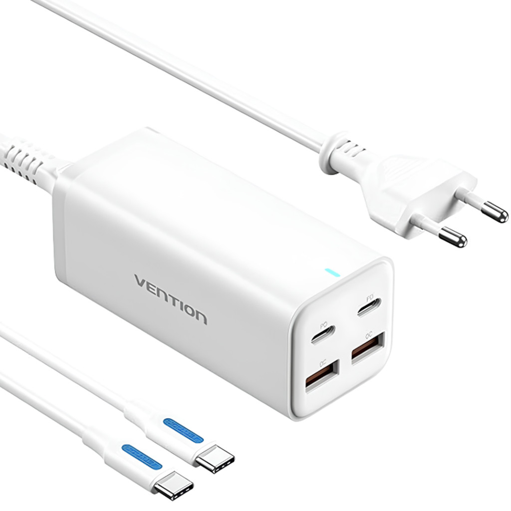 Carregador GaN 100W 4 Portas USB-C PD USB-A Notebook Bivolts