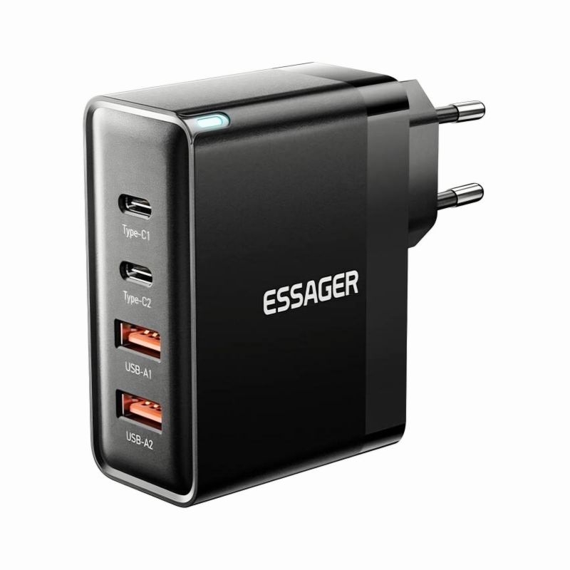 Carregador GaN Essager 100W 4 Portas 2 USB-C 2 USB-A Bivolt