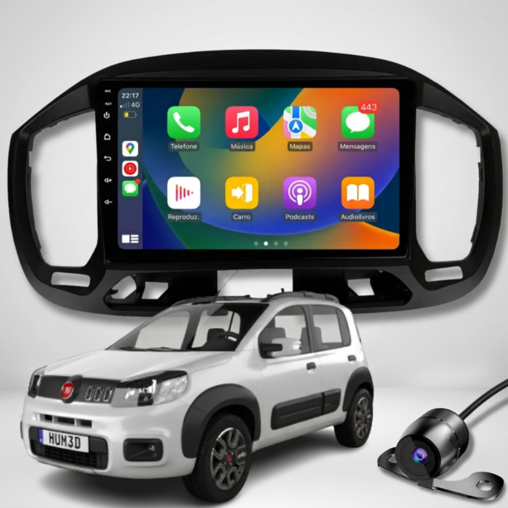 Kit Multimidia Android 9 Polegadas Novo Uno 2015 a 2021 Carplay Android 15 Gps 2+32gb Spotify Youtube Maps Bluetooth