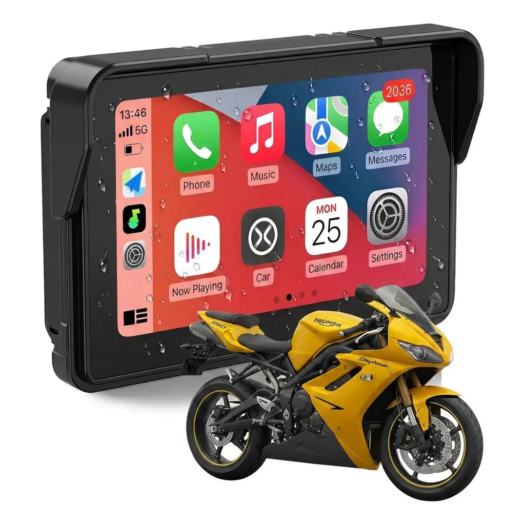 Multimedia Moto Carplay Bluetooth 5.0 Waze Maps Viagem Longa - MGC
