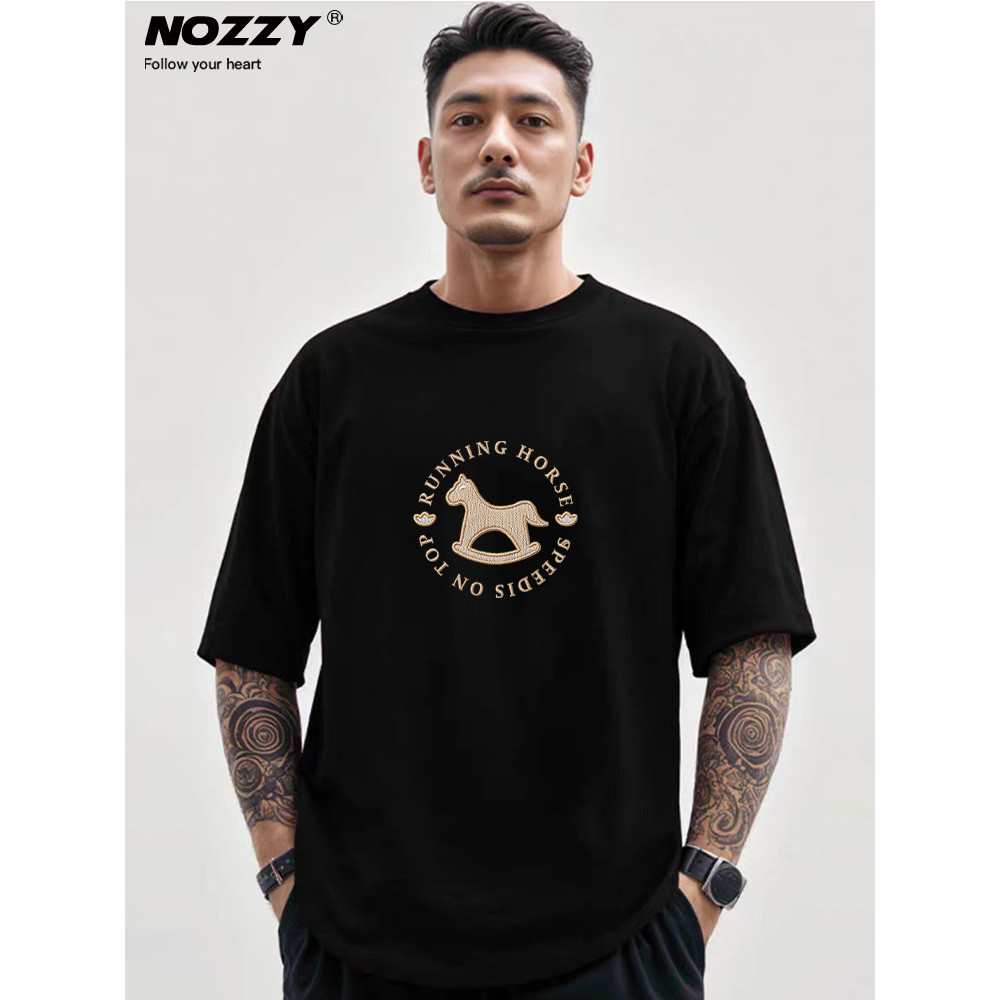 [Circle Pony] Street Wear camiseta masculina de manga curta nacional na moda 2026 novo estilo Natal ano solto puro algod