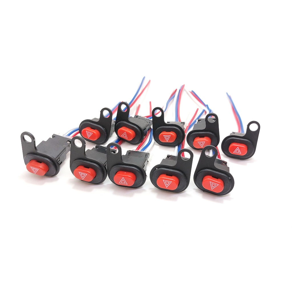 Kit 10 Botóes Interruptor Pisca Alerta Moto Universal C/ Suporte Metal Titan Bros Xre Honda Yamaha