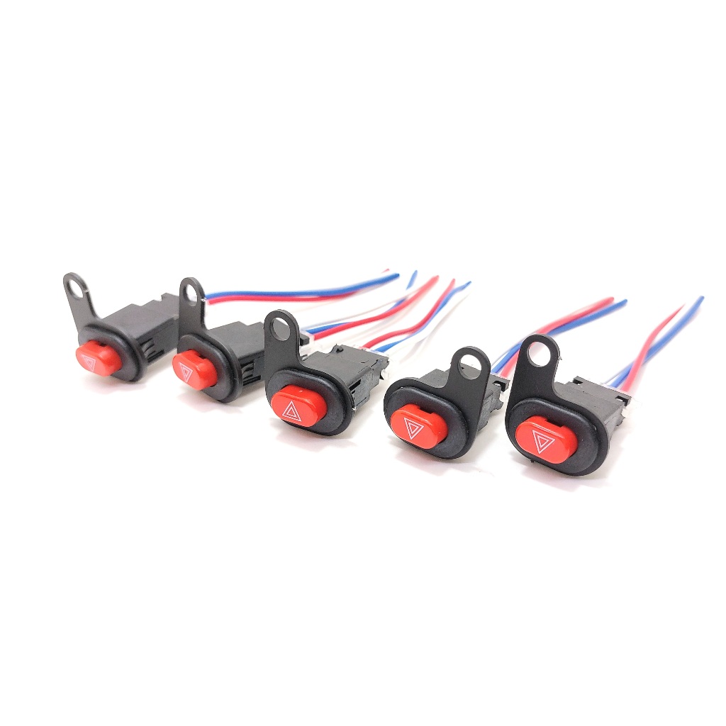Kit 5 Botóes Pisca Alerta Moto Universal C/ Suporte Metal Titan Bros Xre Honda Yamaha